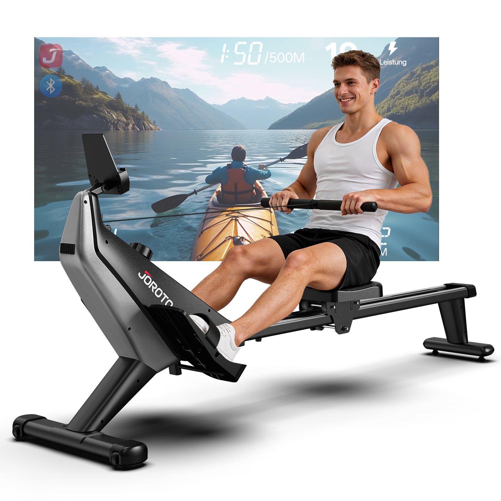 JOROTO MR30 Magnet-Rudergerät – 16-stufiger leiser Widerstand mit App, Doppelschiene & wartungsarmem Design