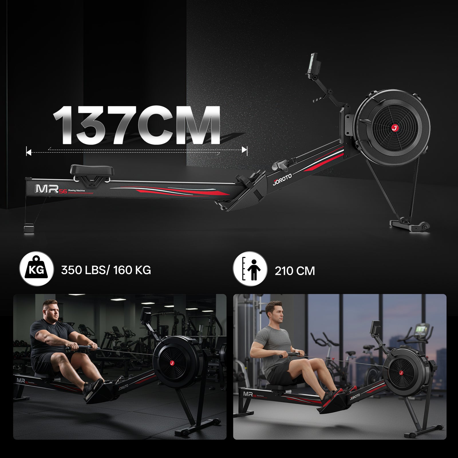 JOROTO MR56 Luftwiderstands-Rudergerät – Rudergerät im Studiostil für Ganzkörpertraining mit LCD & Bluetooth