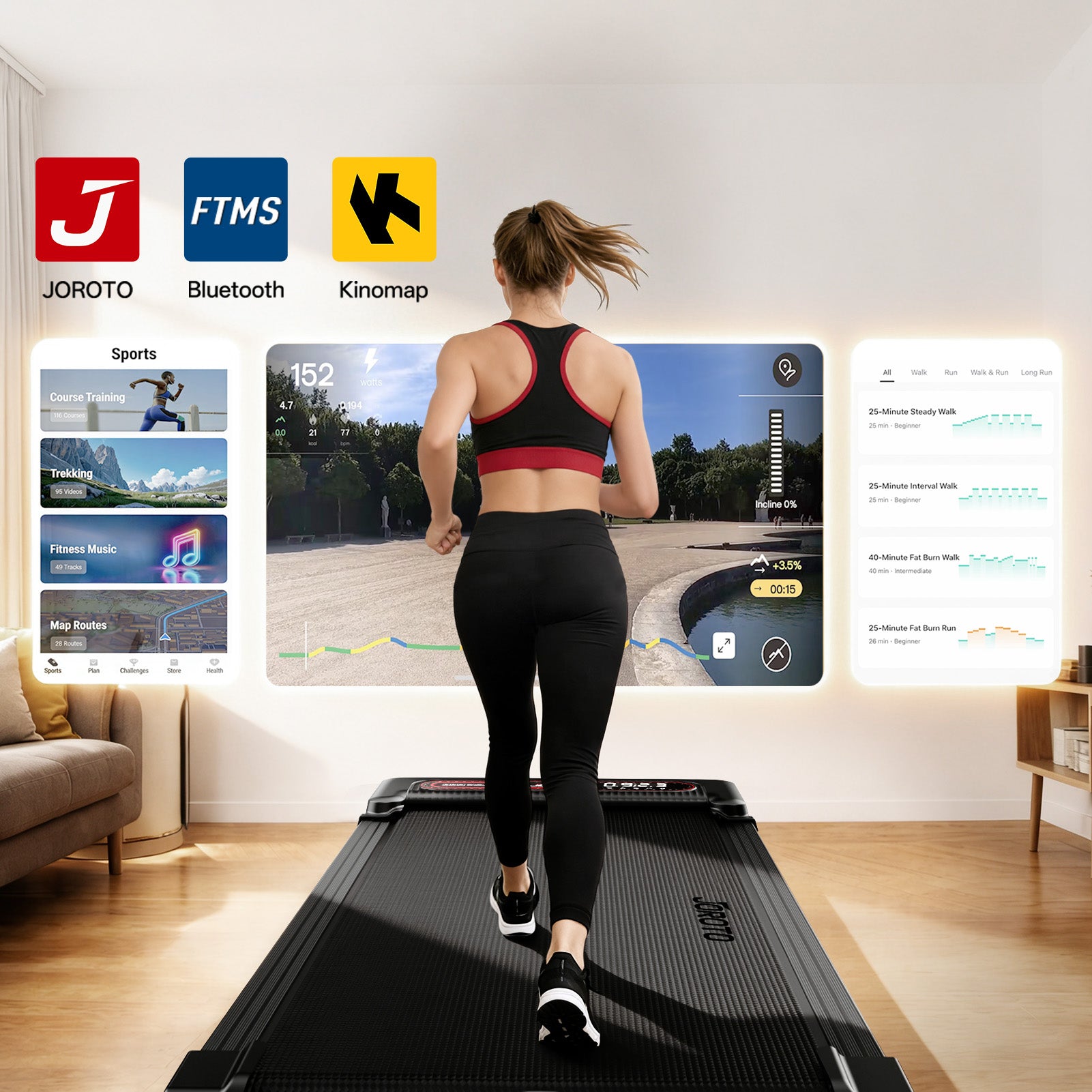 JOROTO F10 összecsukható futópad – Csendes 2,5 LE motor, 10 km/h, önkenő rendszer, 120 kg teherbírás