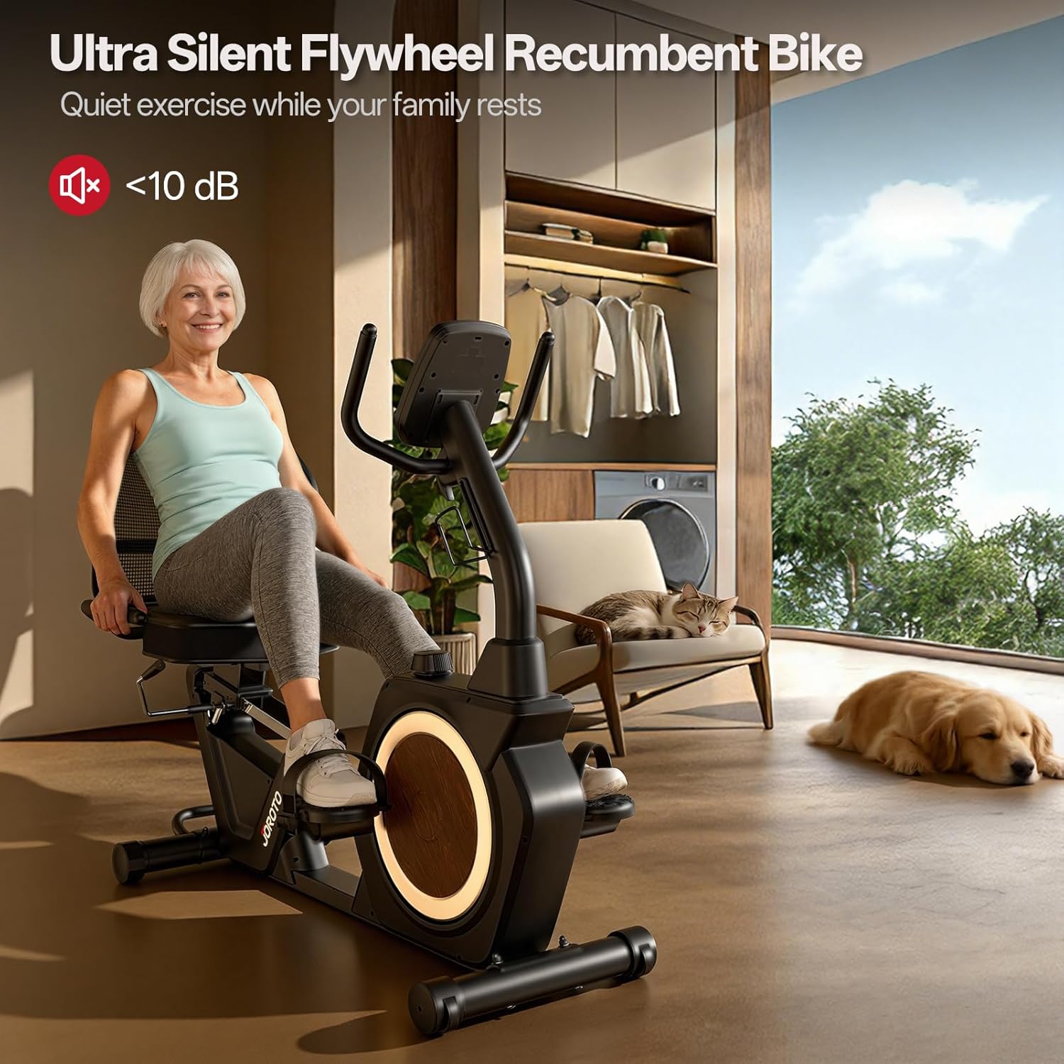 JOROTO JH50 Recumbent Exercise Bike – Magnetic Resistance, 16 Levels, 180 kg Capacity