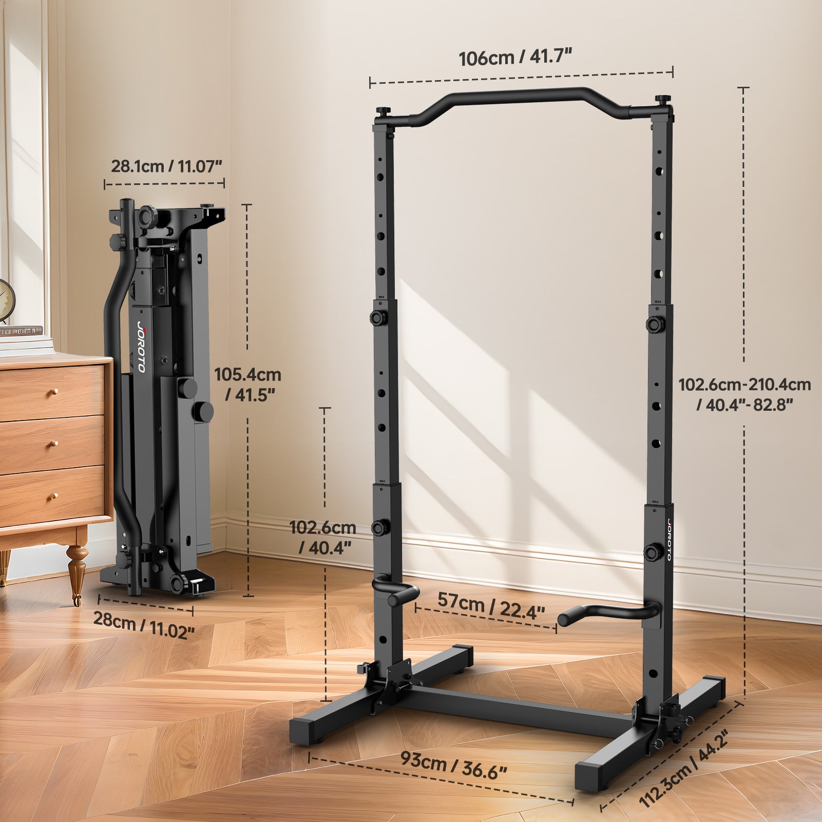 JOROTO JU30 Power Tower – hopfällbar pull-up- & dipsstation