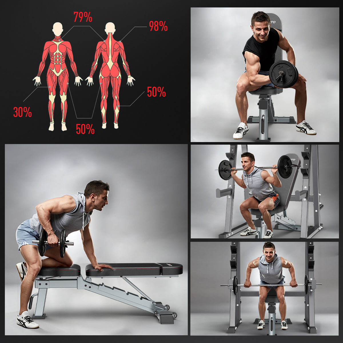 Banc de musculation réglable JOROTO MD80 Elite