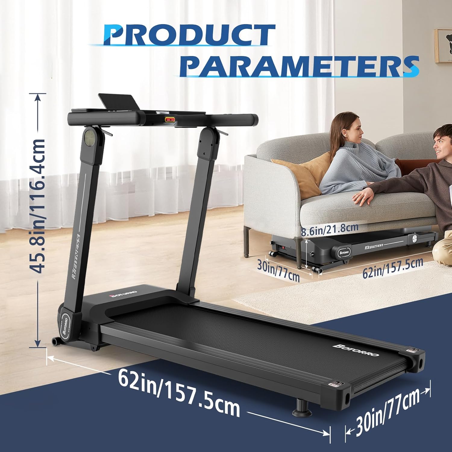 JOROTO BOTORRO R7 Cinta de Correr Plegable con Inclinación Automática del 18 % Inteligente
