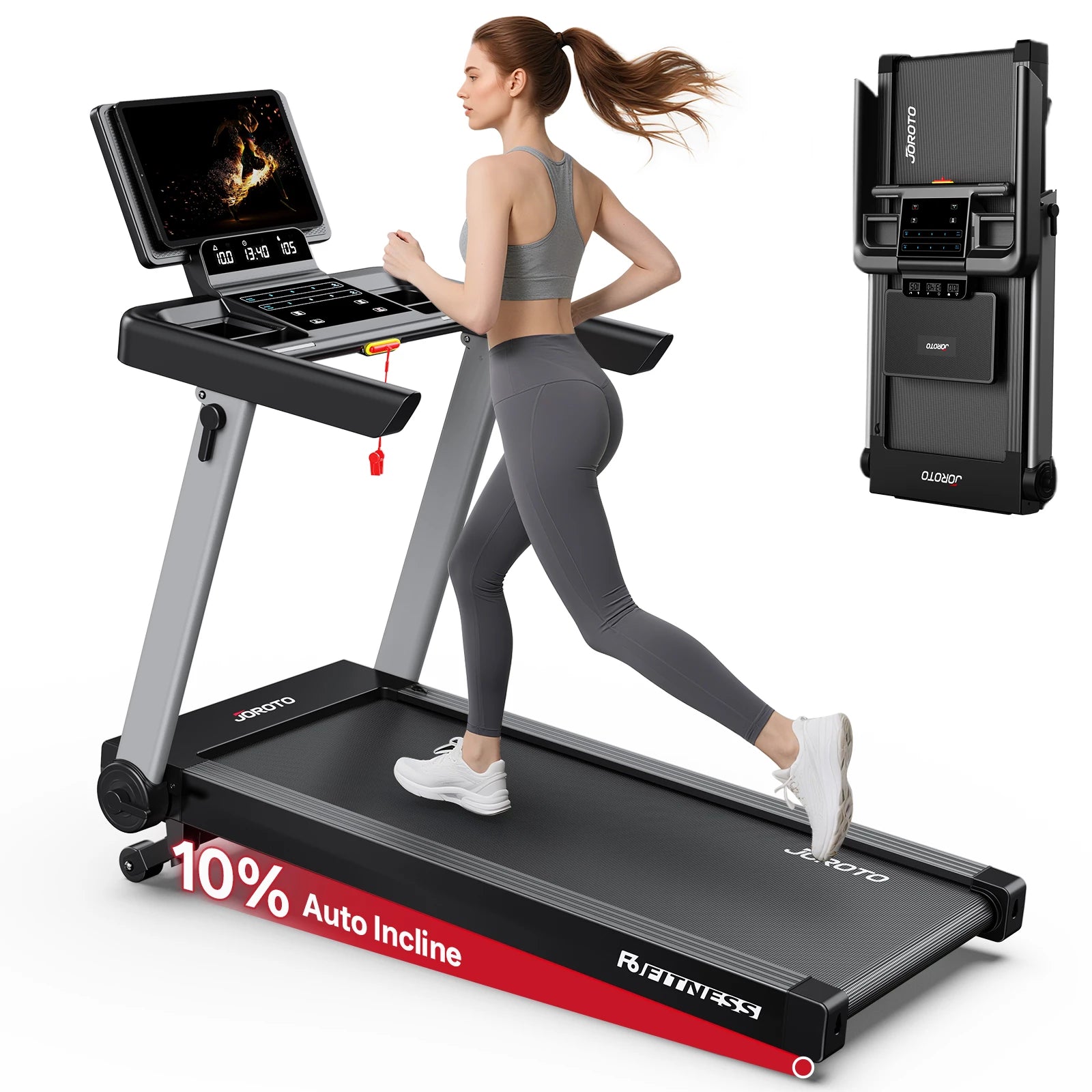 JOROTO F6 Smart-Laufband mit Bluetooth, Kinomap-App & 10 % automatischer Steigung