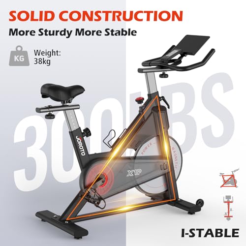 JOROTO X1P Stationary Bikes for Home - Exercise Bike with Magnetic Resistance, Indoor Cycling Bikes with Enlarged Tablet Bracket, RPM Display, Solid Heavy Flywheel, Heavy Duty Steel Material - jorotofitness