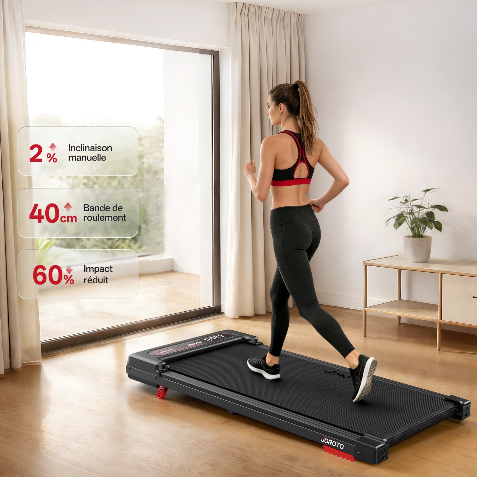 JOROTO F10 inklapbare loopband – stille 2,5 pk‑motor, 10 km/u, zelf-smerend, draagvermogen 120 kg