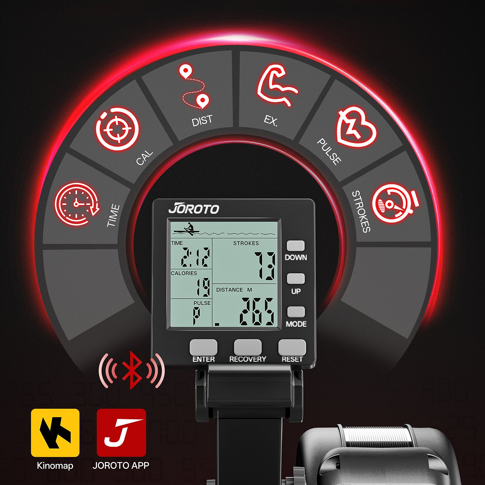 JOROTO MR56 Luftwiderstands-Rudergerät – Professionelles Ganzkörper-Rudergerät mit LCD-Display und Bluetooth