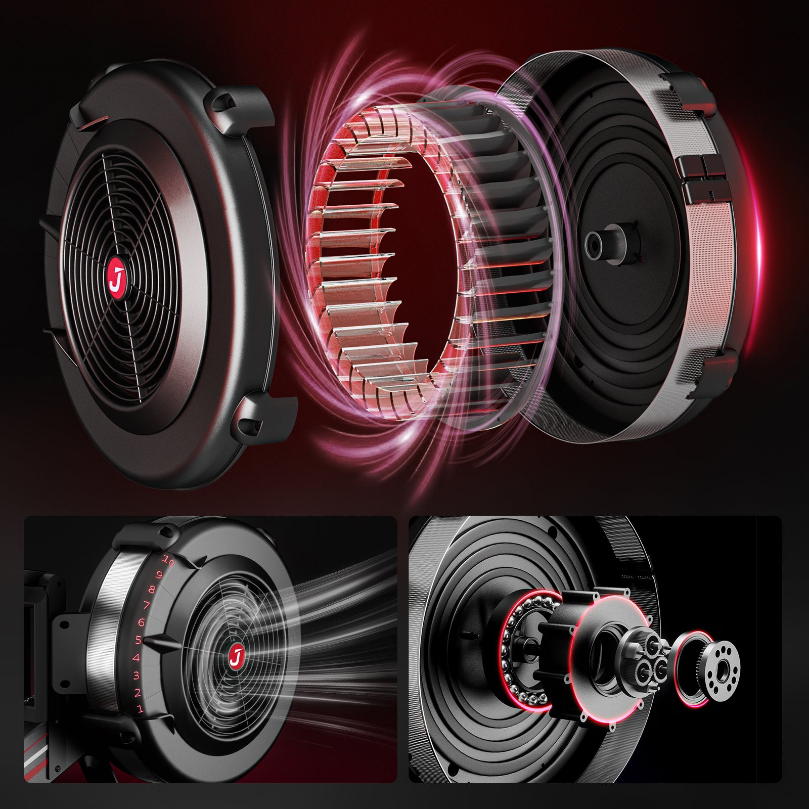 JOROTO MR56 Luftwiderstands-Rudergerät – Professionelles Ganzkörper-Rudergerät mit LCD-Display und Bluetooth