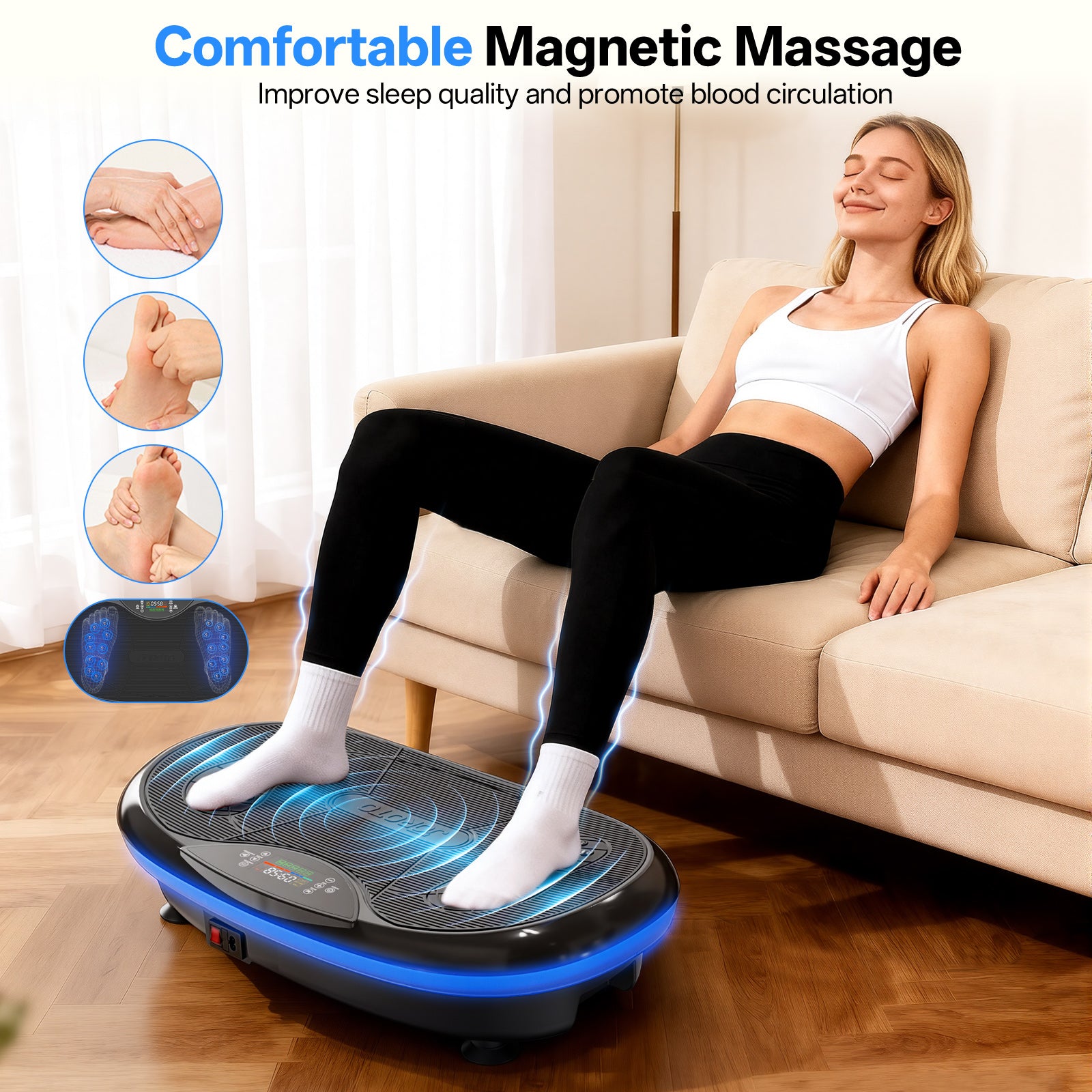 JOROTO JV80 4D Vibrationsplatte – Ganzkörpertraining mit drei Motoren, App und LCD-Display