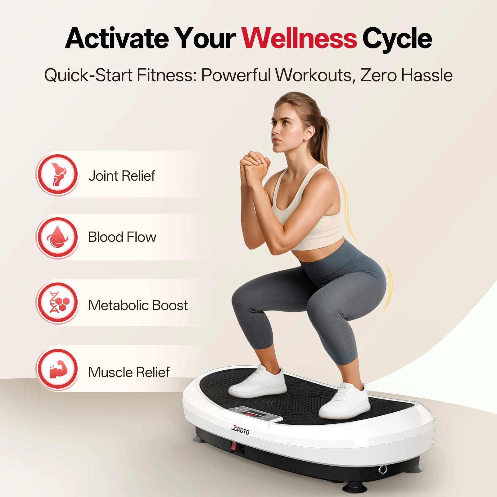 JOROTO JV60 4D vibrációs pad – 3 motoros, teljes testes edzőgép