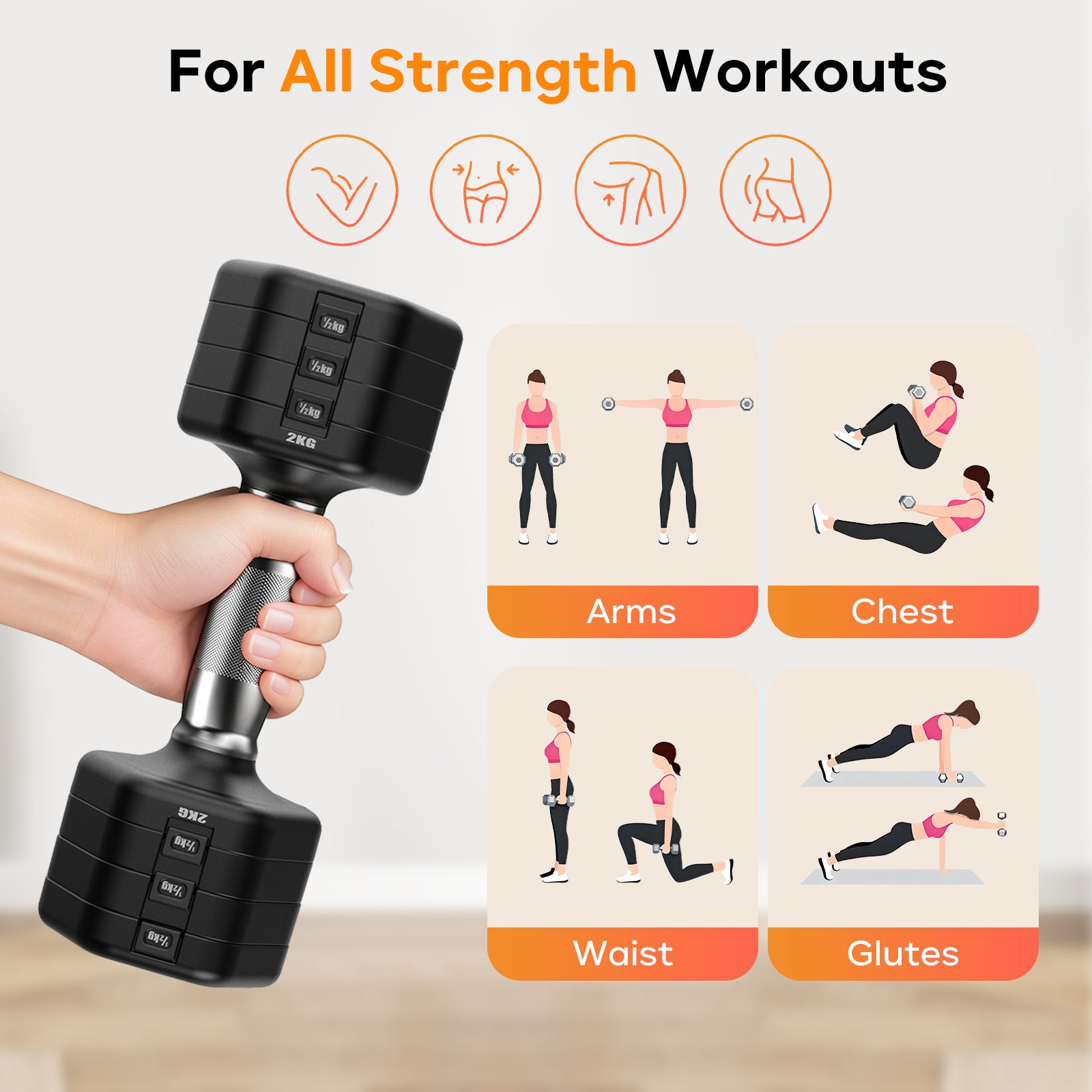 JOROTO KT10 Smart 2–5 kg verstellbares Kurzhantel-Set