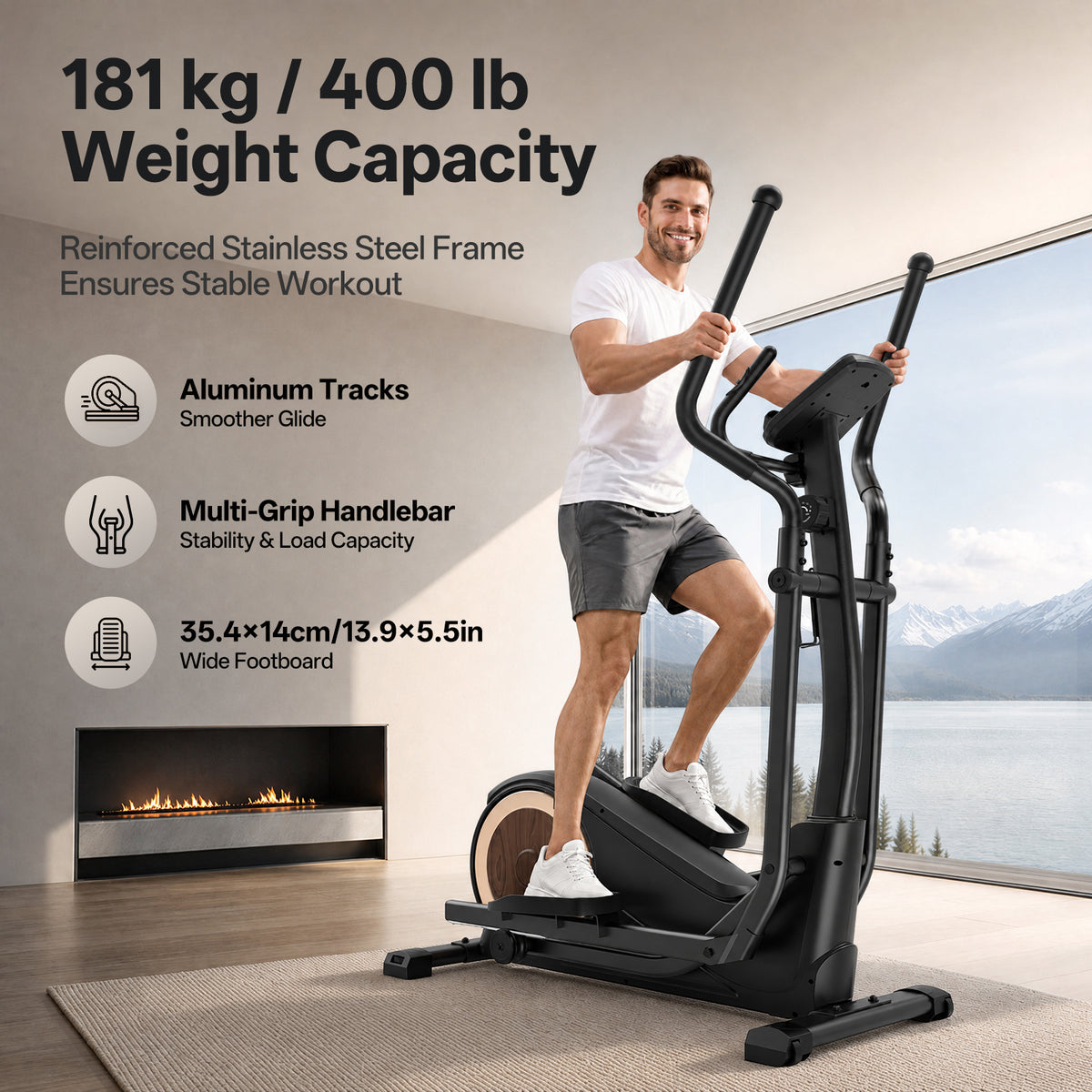 JOROTO JE50 magnetinis elipsinis kros-treniruoklis – 18" žingsnis ir 180 kg maksimali apkrova