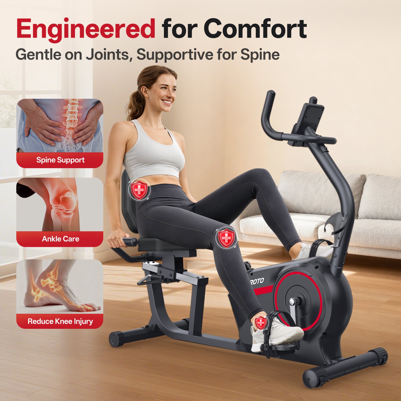JOROTO JH30PRO Smart Recumbent Bike Backlit LCD 16 Level Magnetic Resistance