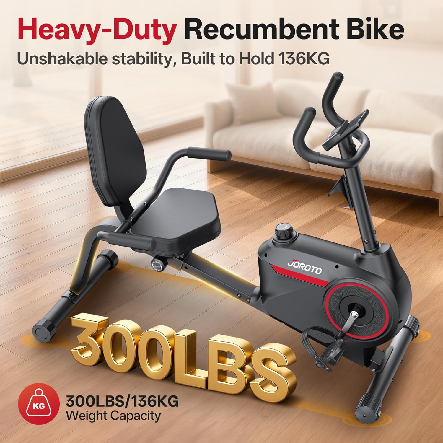 JOROTO JH30 Magnetic Recumbent Exercise Bike with Adjustable Seat & LCD Monitor