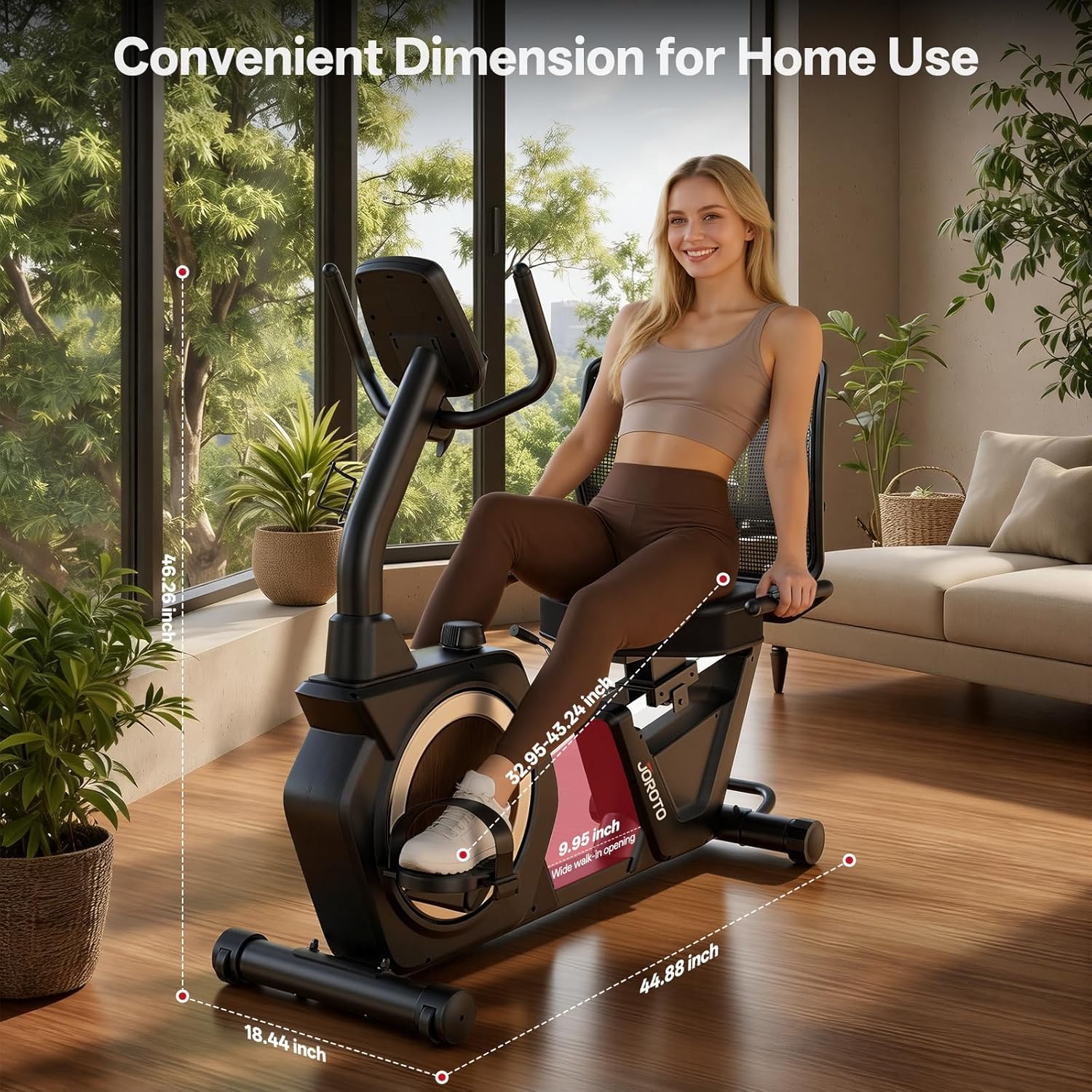 JOROTO JH50 Recumbent Exercise Bike – Magnetic Resistance, 16 Levels, 180 kg Capacity