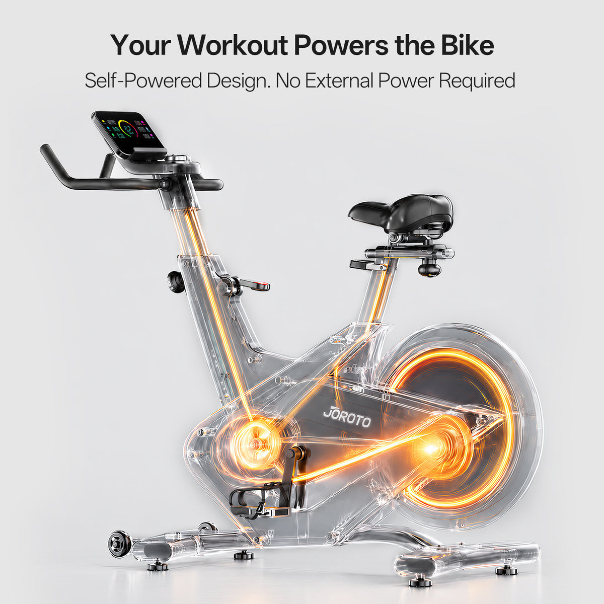 JOROTO JK50 Indoor Cycling Bike – 18 kg Flywheel, 32-Level Magnetic Resistance, Bluetooth & Self-Powered System