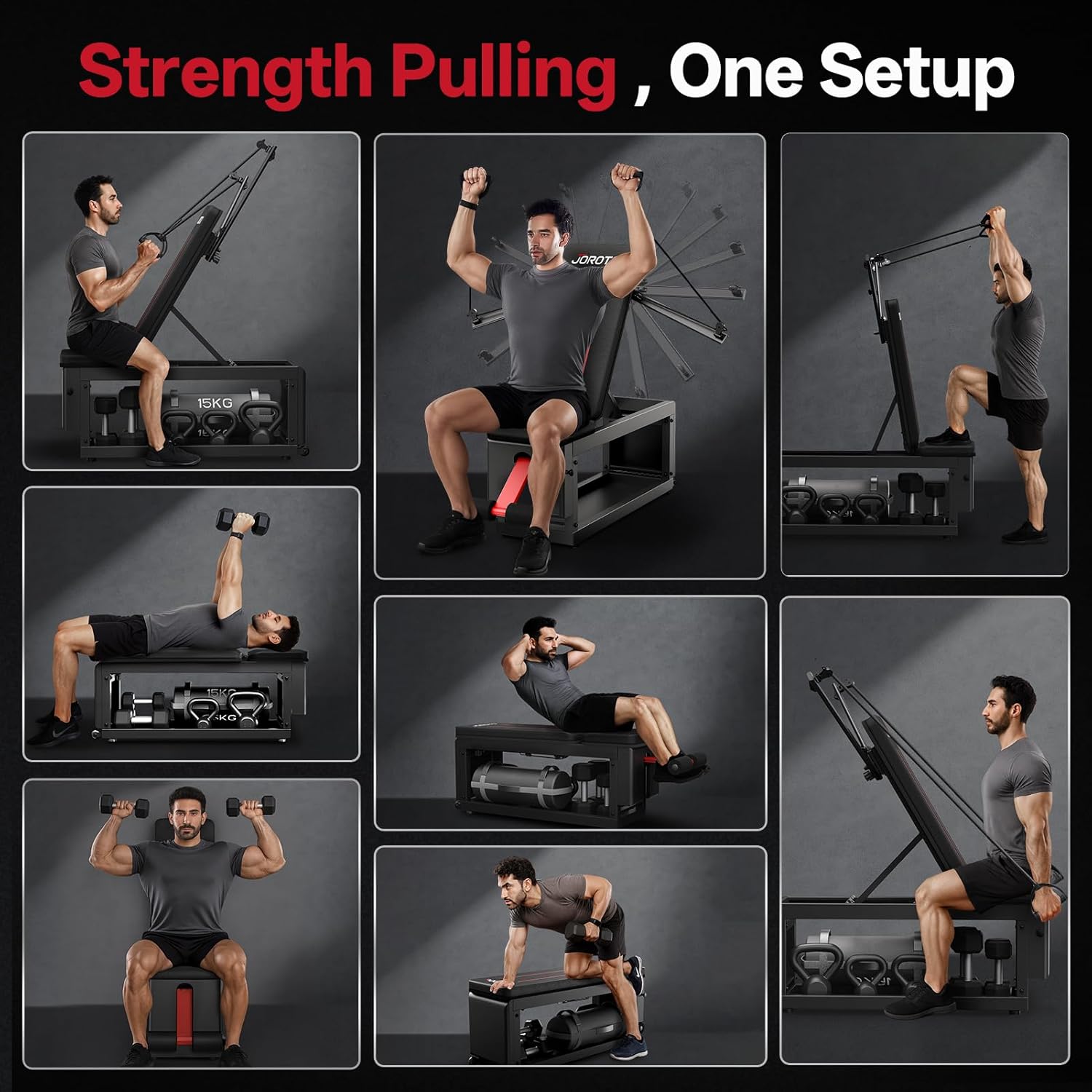 JOROTO MD85 Adjustable Weight Bench with Storage – 450 kg Capacity