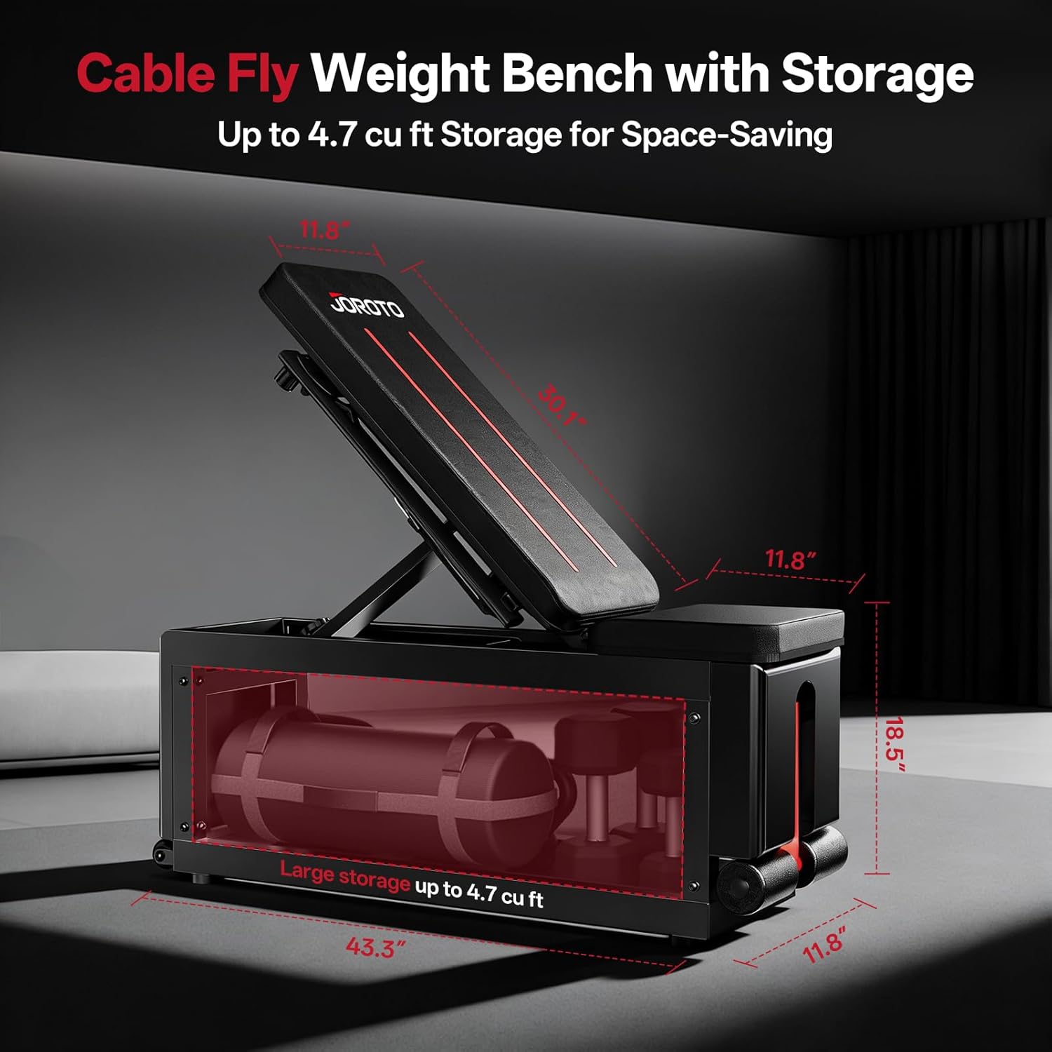 JOROTO MD85 Adjustable Weight Bench with Storage – 450 kg Capacity