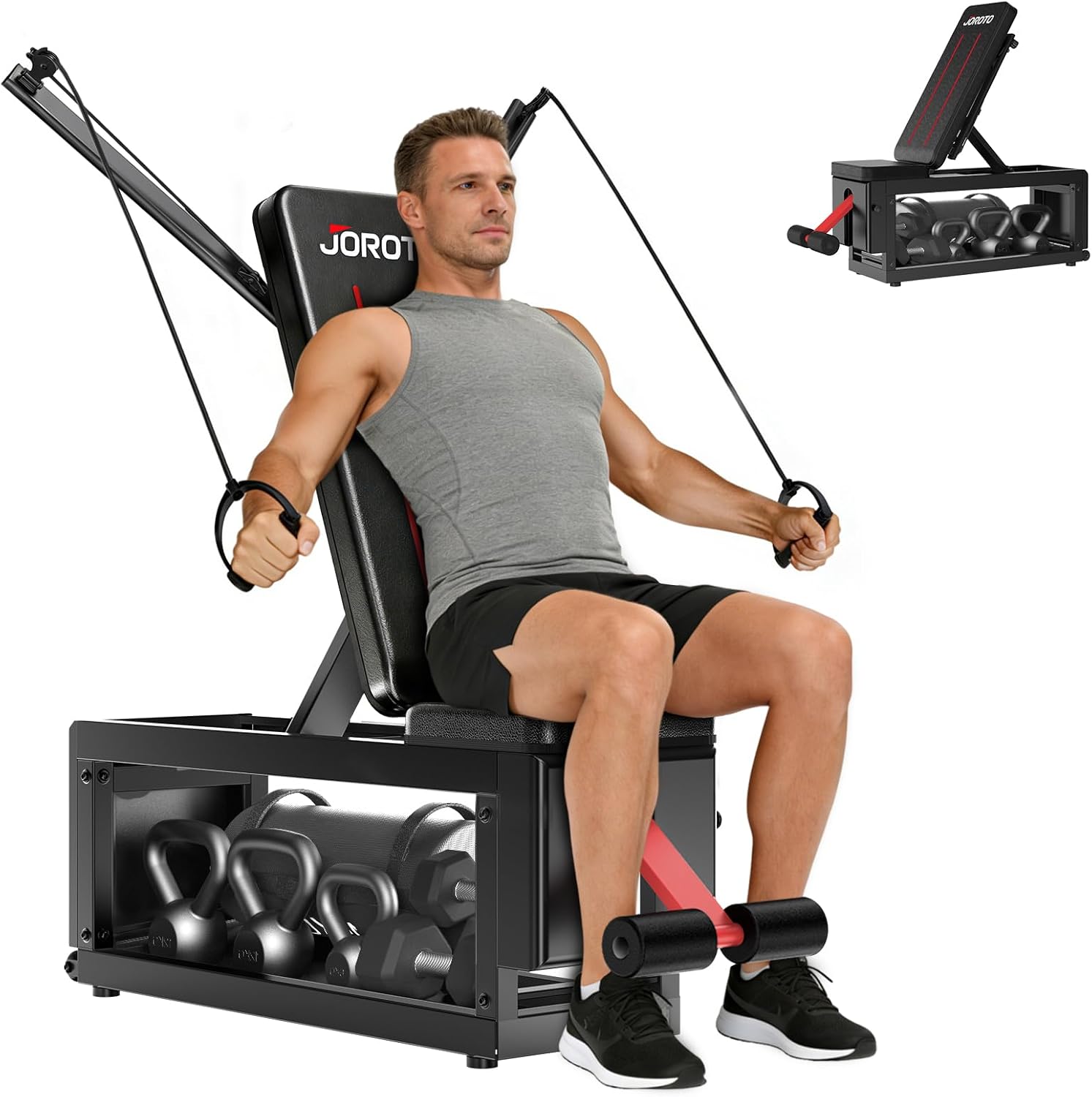 JOROTO MD85 Adjustable Weight Bench with Storage – 450 kg Capacity