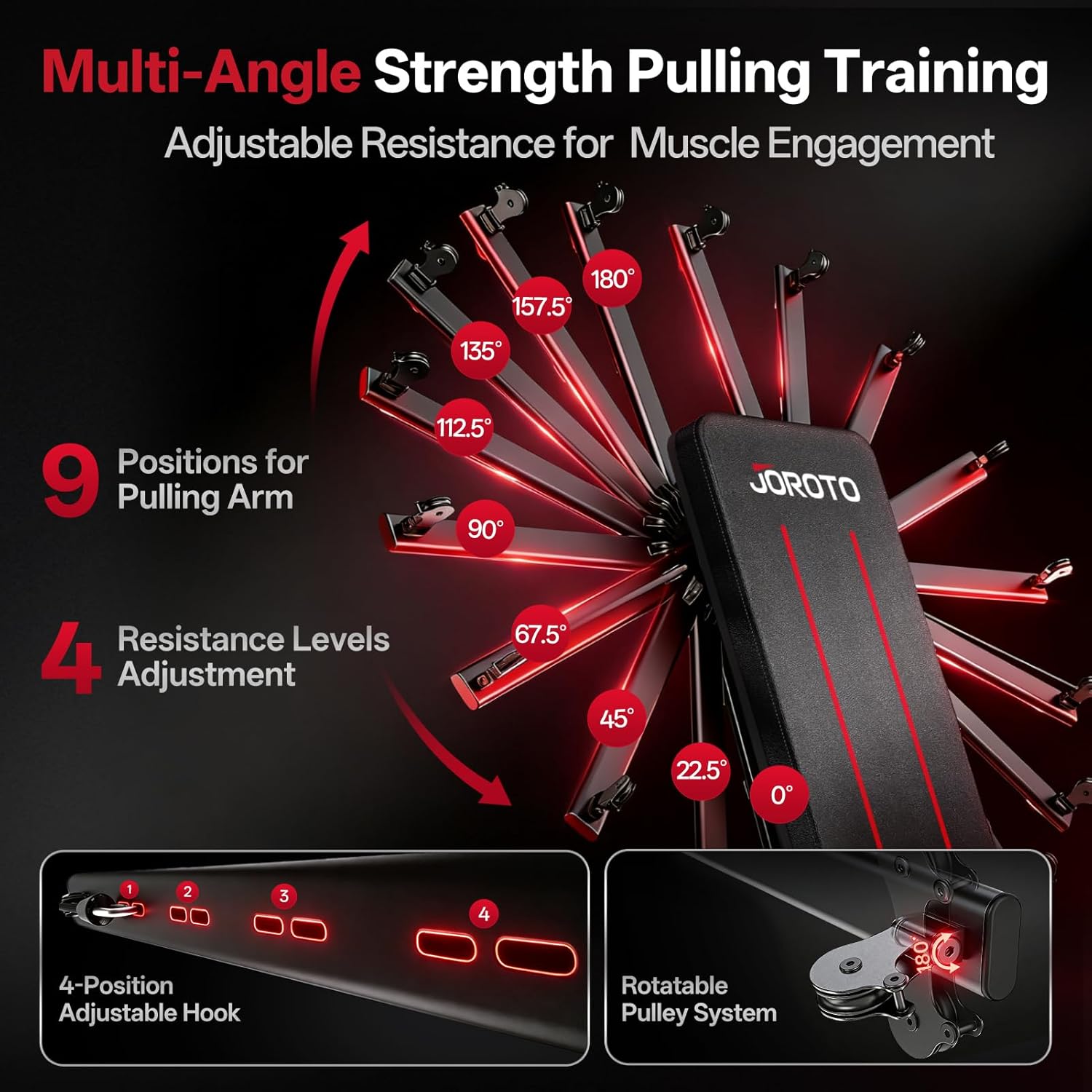 JOROTO MD85 Adjustable Weight Bench with Storage – 450 kg Capacity