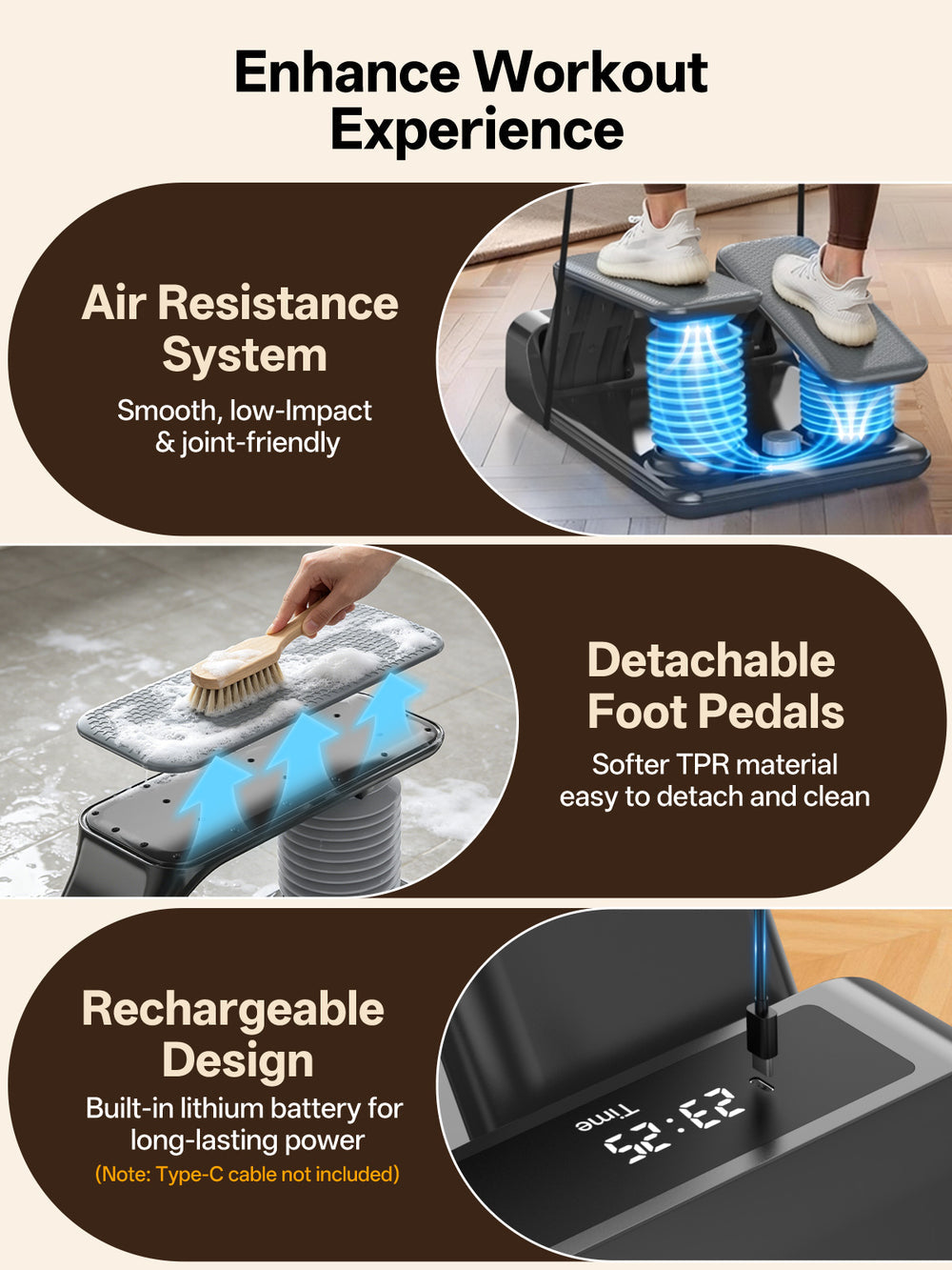 JOROTO JS300 Air Resistance Mini Stepper