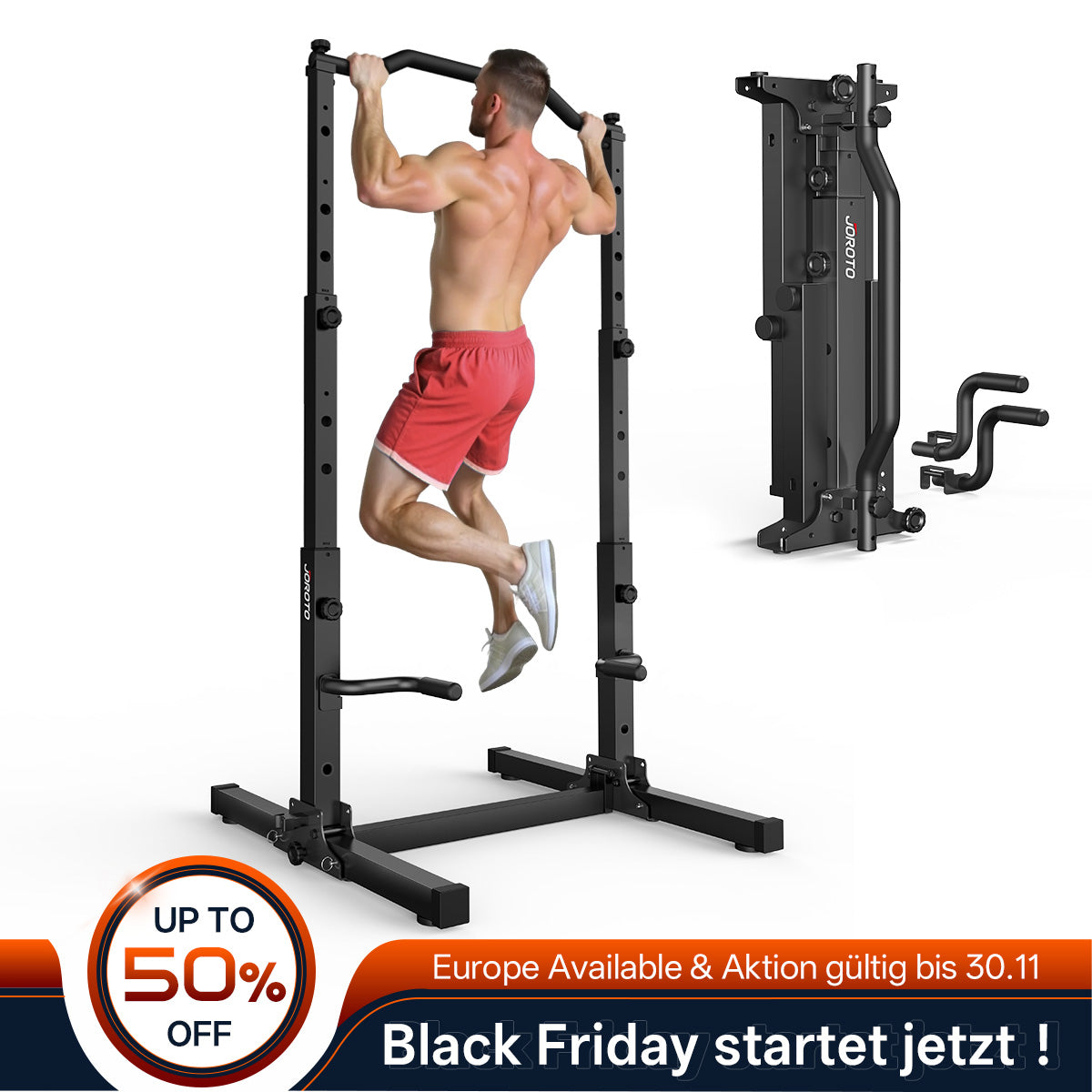 JOROTO JU30 Power Tower – Klappbare Klimmzug- und Dip-Station 