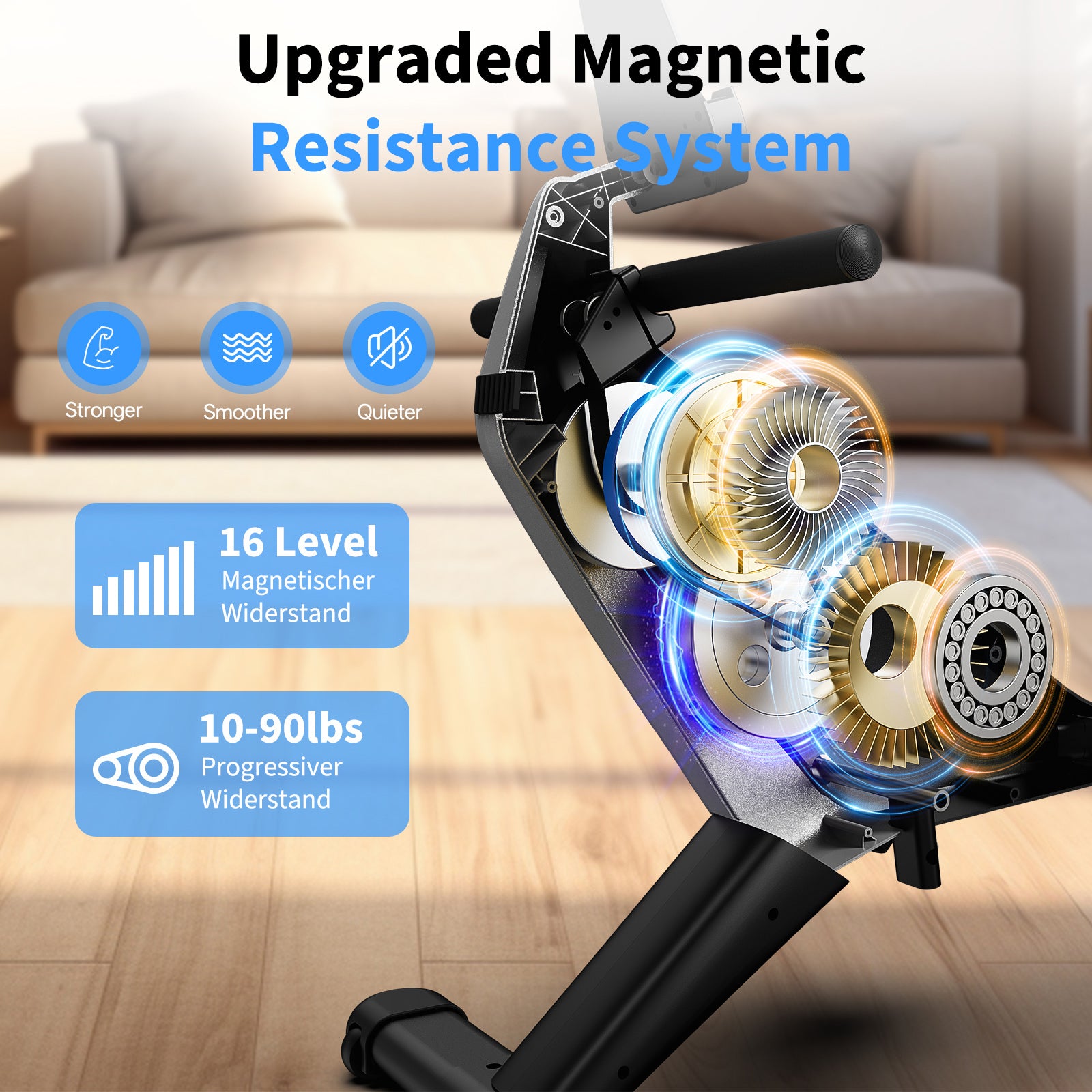 JOROTO MR30 magnetische roeitrainer – 16-niveaus stille weerstand met app, dubbele rail & onderhoudsarm ontwerp