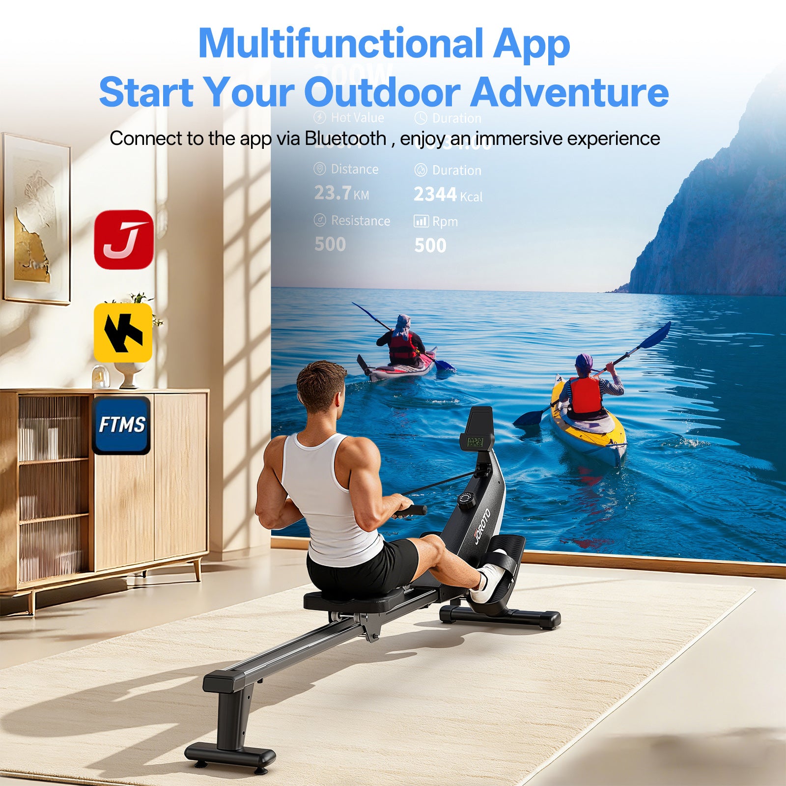 JOROTO MR30 Magnet-Rudergerät – 16-stufiger leiser Widerstand mit App, Doppelschiene & wartungsarmem Design