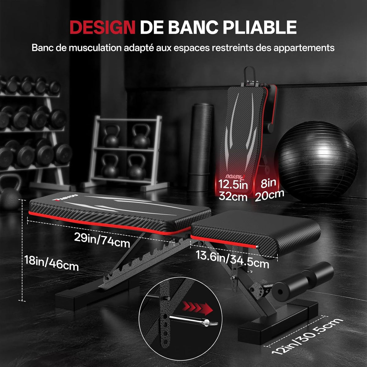 JOROTO Pasyou PA350 Adjustable & Foldable Weight Bench for Home Gym